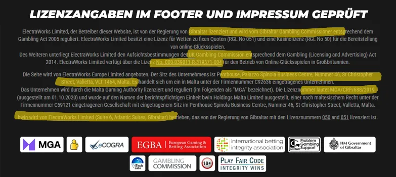 Lizenzangaben im Footer